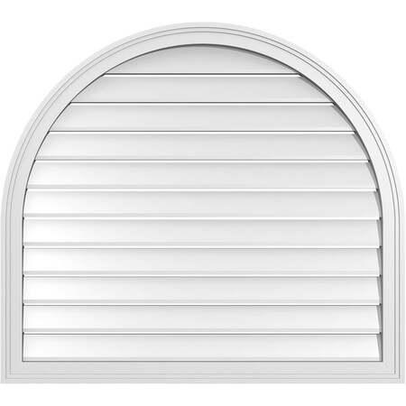 Ekena Millwork Round Top Surface Mount PVC Gable Vent: Functional, w/ 2"W x 1-1/2"P Brickmould Frame, 38"W x 34"H GVPRT38X3402SF